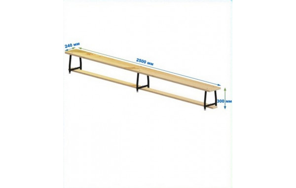 Скамейка гимнастическая 2500мм (щит дерево) ножки метал с РО Dinamika 600_380
