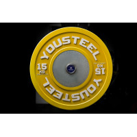 Диск 15кг каучуковый соревновательный YouSteel желтый