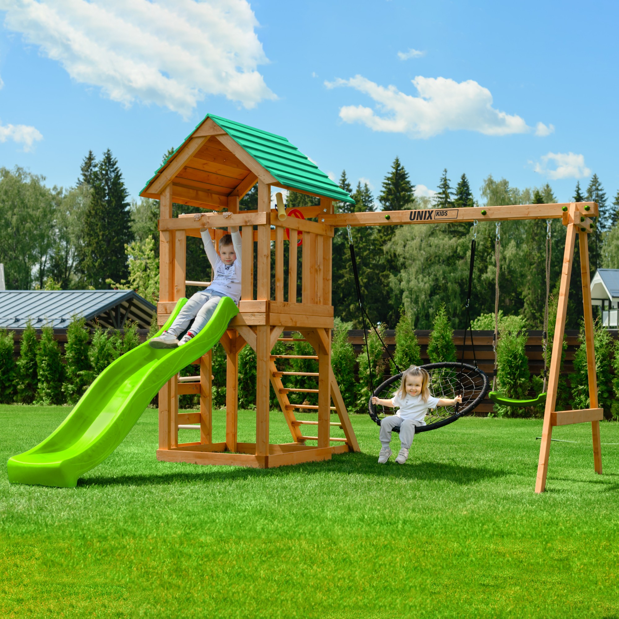 Детский игровой комплекс Unix Kids (6 in 1) PLU6IN1LG Light Green 2000_2000